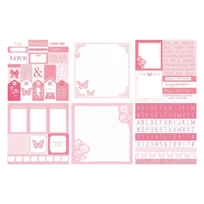 The Paper Boutique Everyday - Nuances de - Rose Bloc de Projet 20,3 cm x 20,3 cm