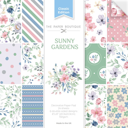 The Paper Boutique Blocs de papier décoratif Sunny Gardens 20,3 cm x 20,3 cm