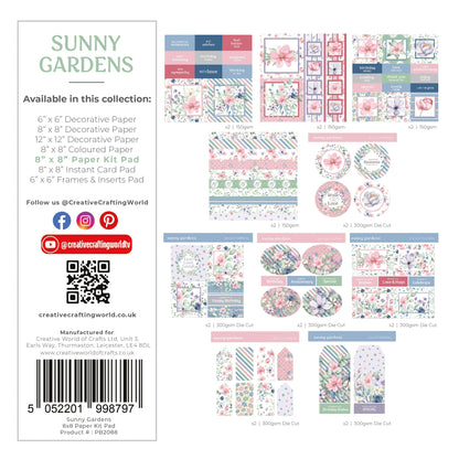 The Paper Boutique Sunny Gardens Bloc de papier 20 x 20 cm