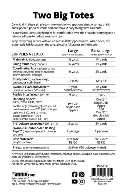 Two Big Totes - By Annie