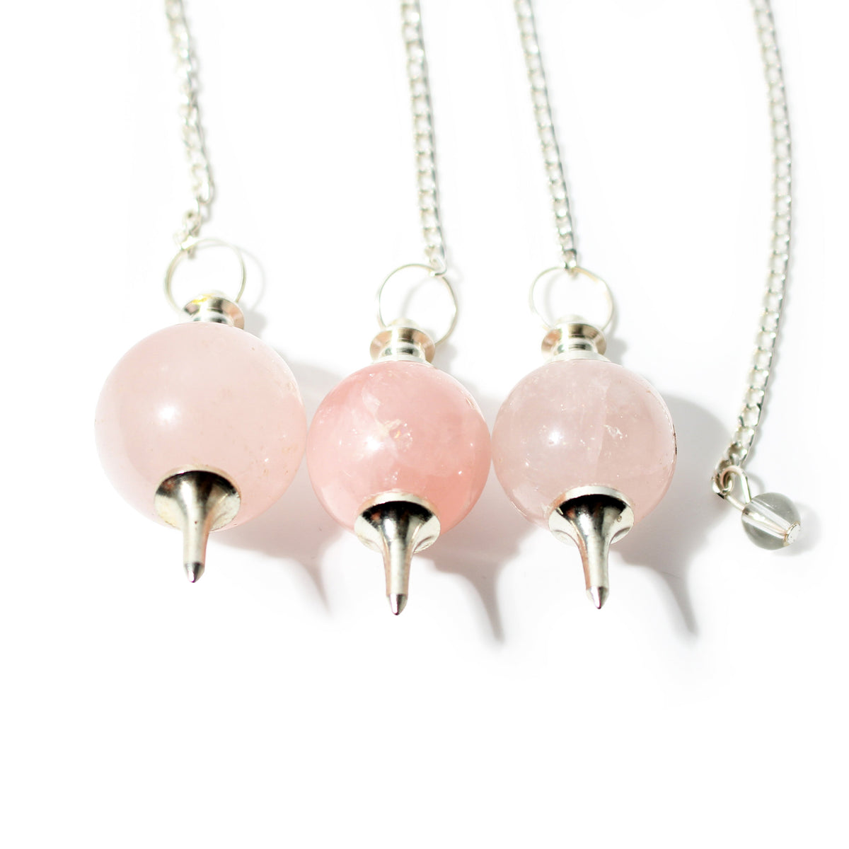 Rose Quartz Ball and Point Pendulum - 3 Pack