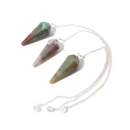 India Agate Pendulum 6 Facet & Bead - 3 Pack