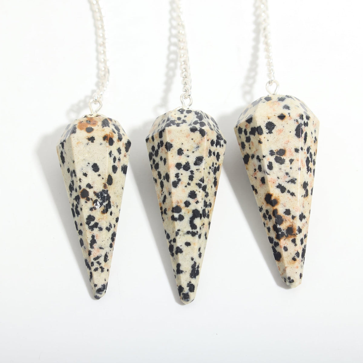 Dalmatian Jasper Pendulum 6 Facet & Bead - 3 Pack