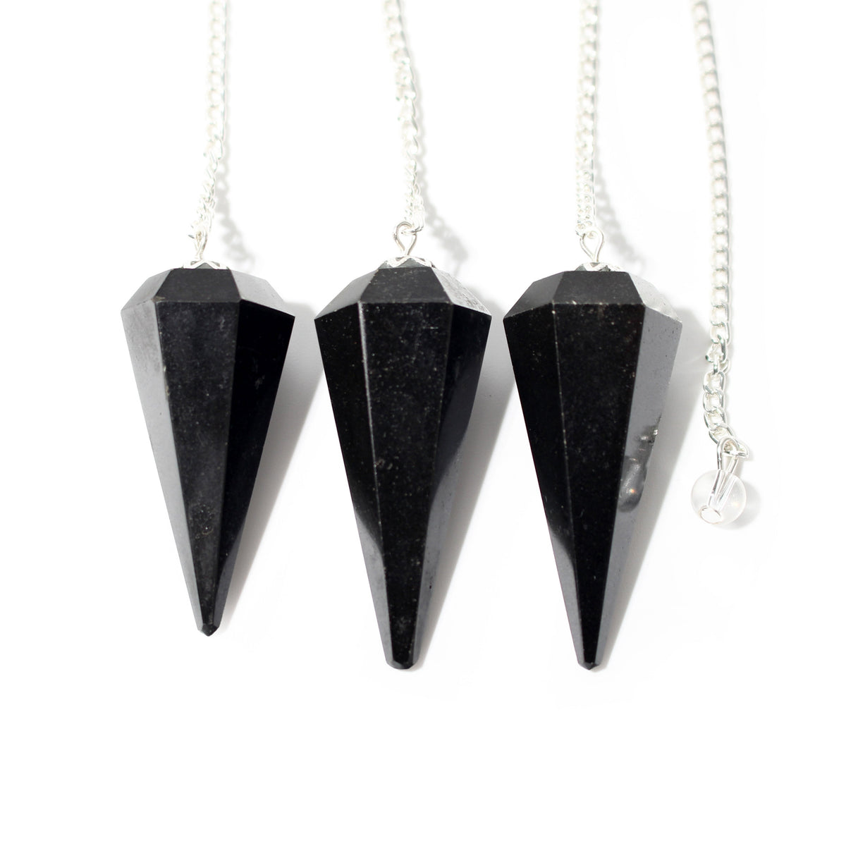 Black Tourmaline Pendulum 6 Facet & Bead - 3 Pack
