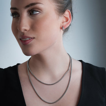 PELLA Or Blanc (Plaqué Argent) : Mini Créoles avec Moissanite en Forme de Cœur