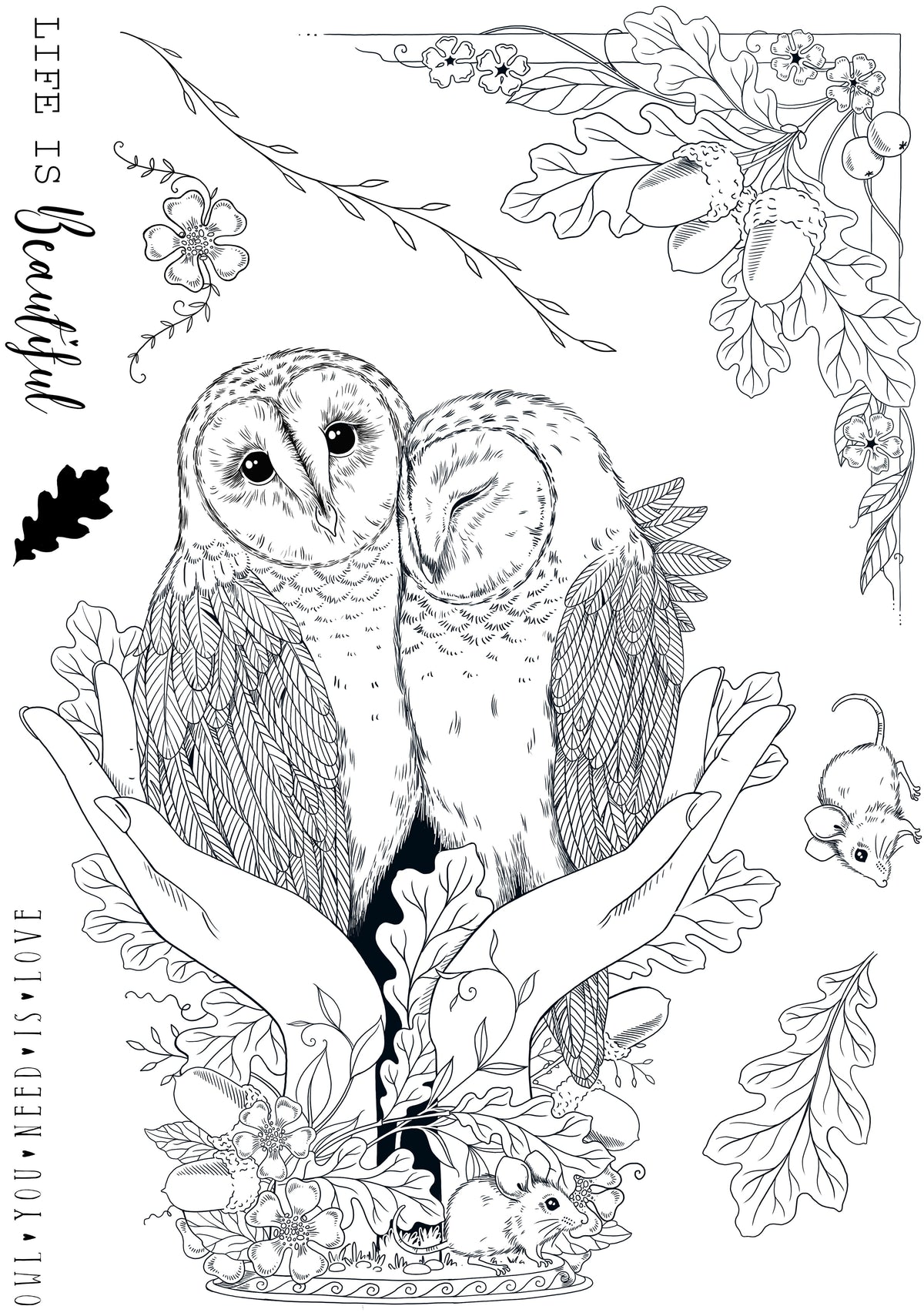 Pink Ink Designs – Tampons transparents « Un hibou dans la main » 6 x 8 po