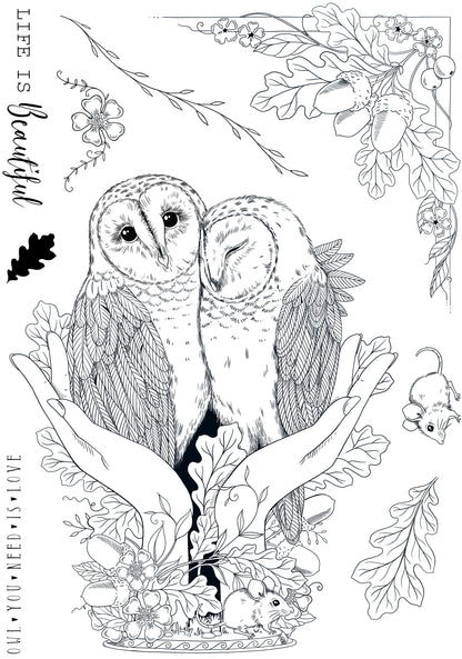 Pink Ink Designs – Tampons transparents « Un hibou dans la main » 6 x 8 po