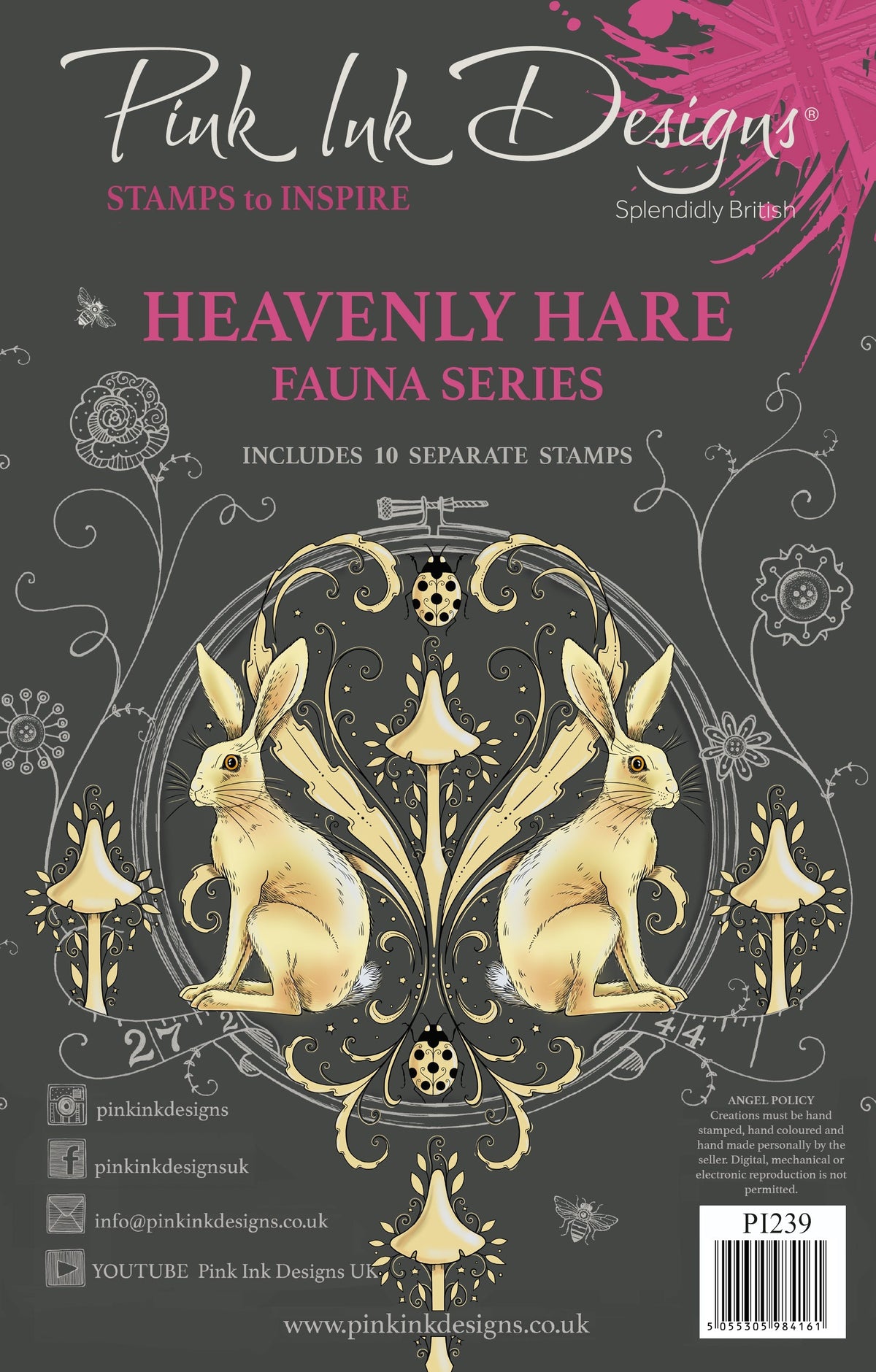 Pink Ink Designs Heavenly Hare 6 in x 8 in Clear Stamp Set