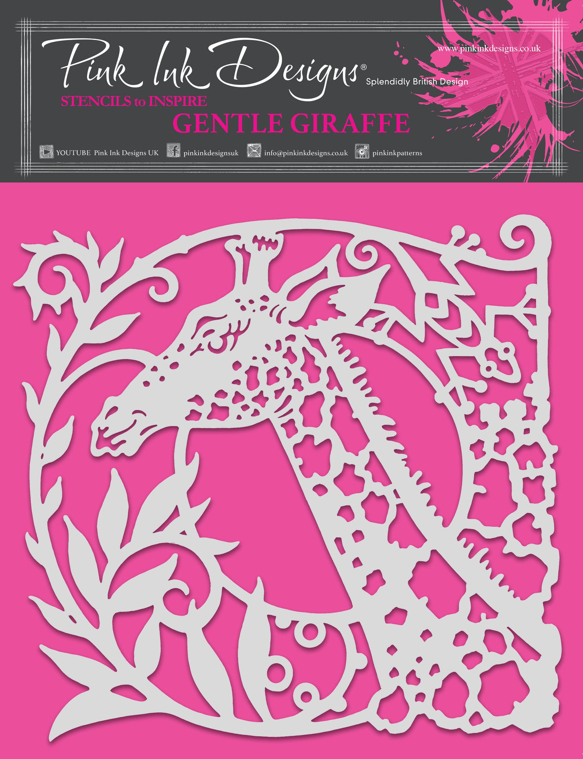 Gabarit Girafe Douce Pink Ink Designs 20,32 cm x 20,32 cm