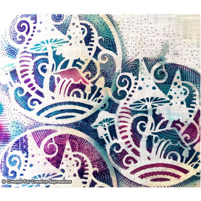 Pochoir Fantasy Fungi de Pink Ink Designs, 20 x 20 cm