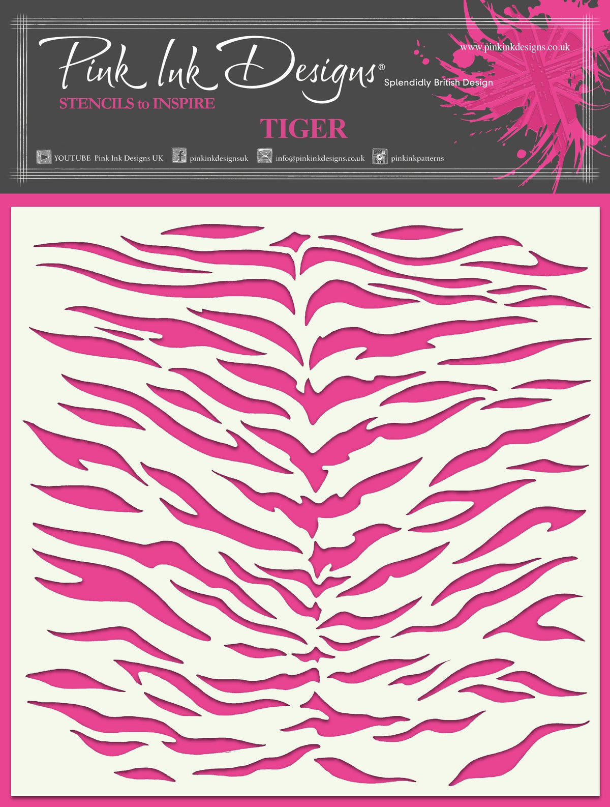 Pochoir Tigre Pink Ink Designs 7 po x 7 po