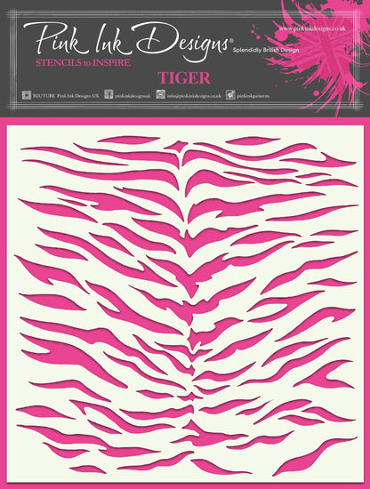 Pochoir Tigre Pink Ink Designs 7 po x 7 po