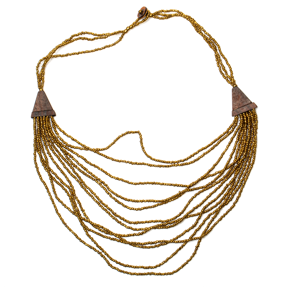 Multi Strand Wooden Side Necklace