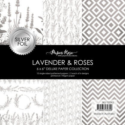 Lavande et roses – Collection de papier métallisé argenté 15x15cm 32265