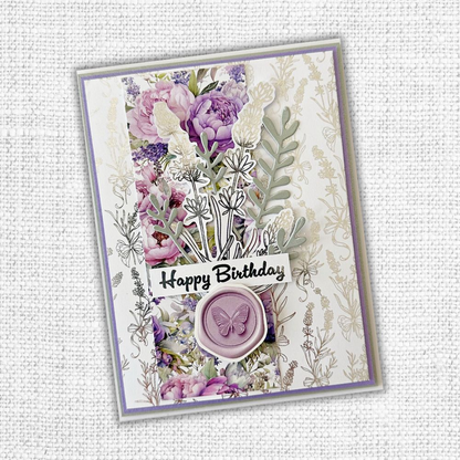 Lavande et roses – Collection de papier métallisé argenté 15x15cm 32265