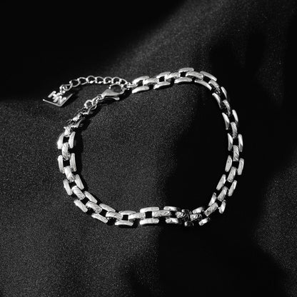 PROVINIA: Retro Watch Style Strap Bracelet in Silver
