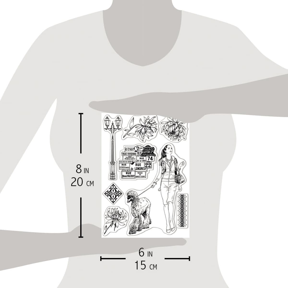 Ciao Bella Clear Stamp Set 6"x8" Promenade à Paris