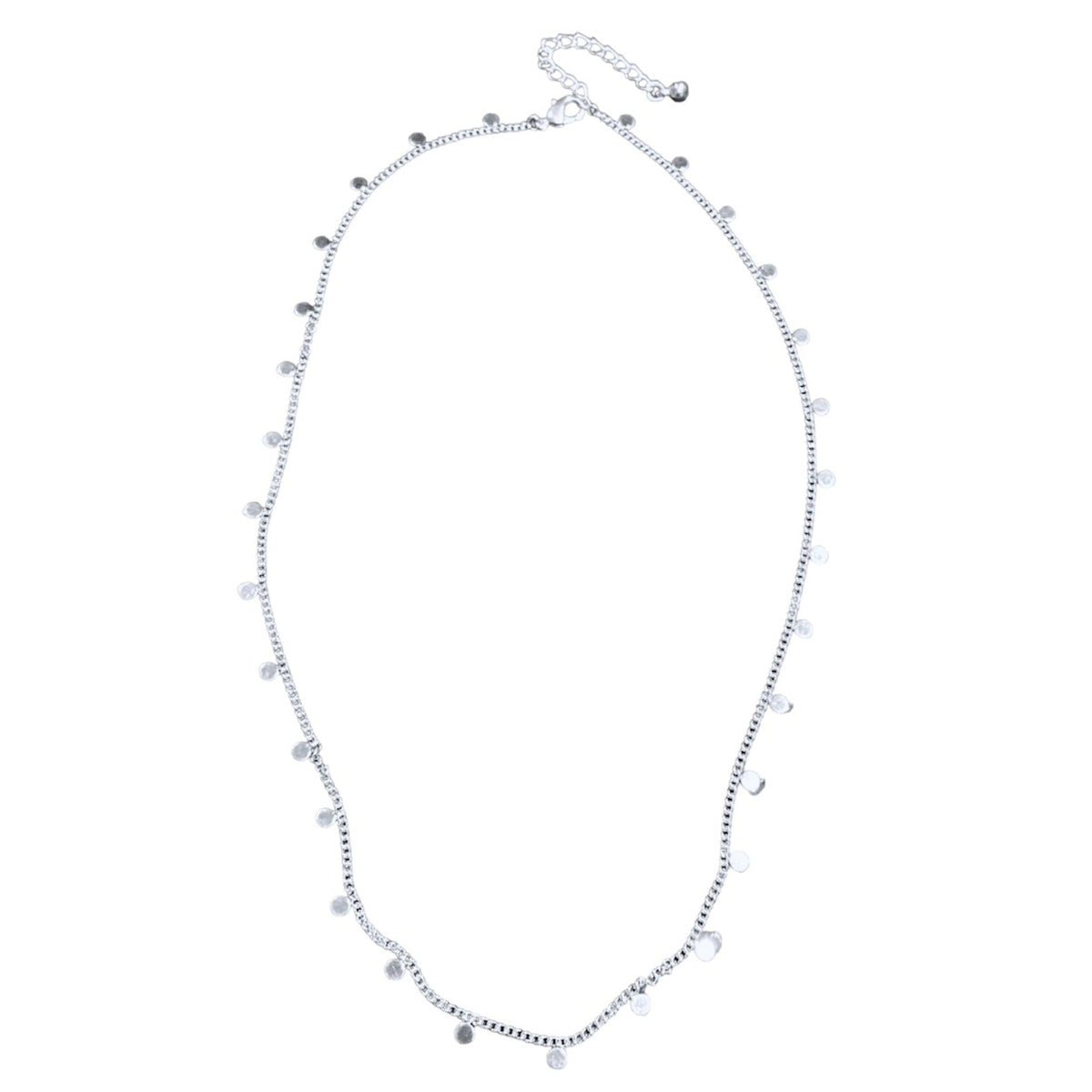 Delicate Disc & Chain Necklace In Silver Plate