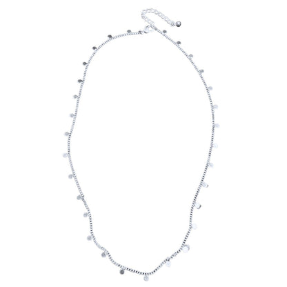 Delicate Disc & Chain Necklace In Silver Plate