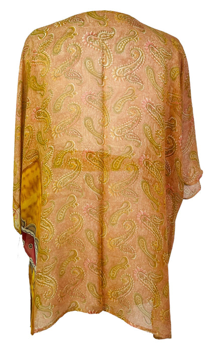 PRC7488 Veste à manches kimono en pure soie Avatar avec ceinture