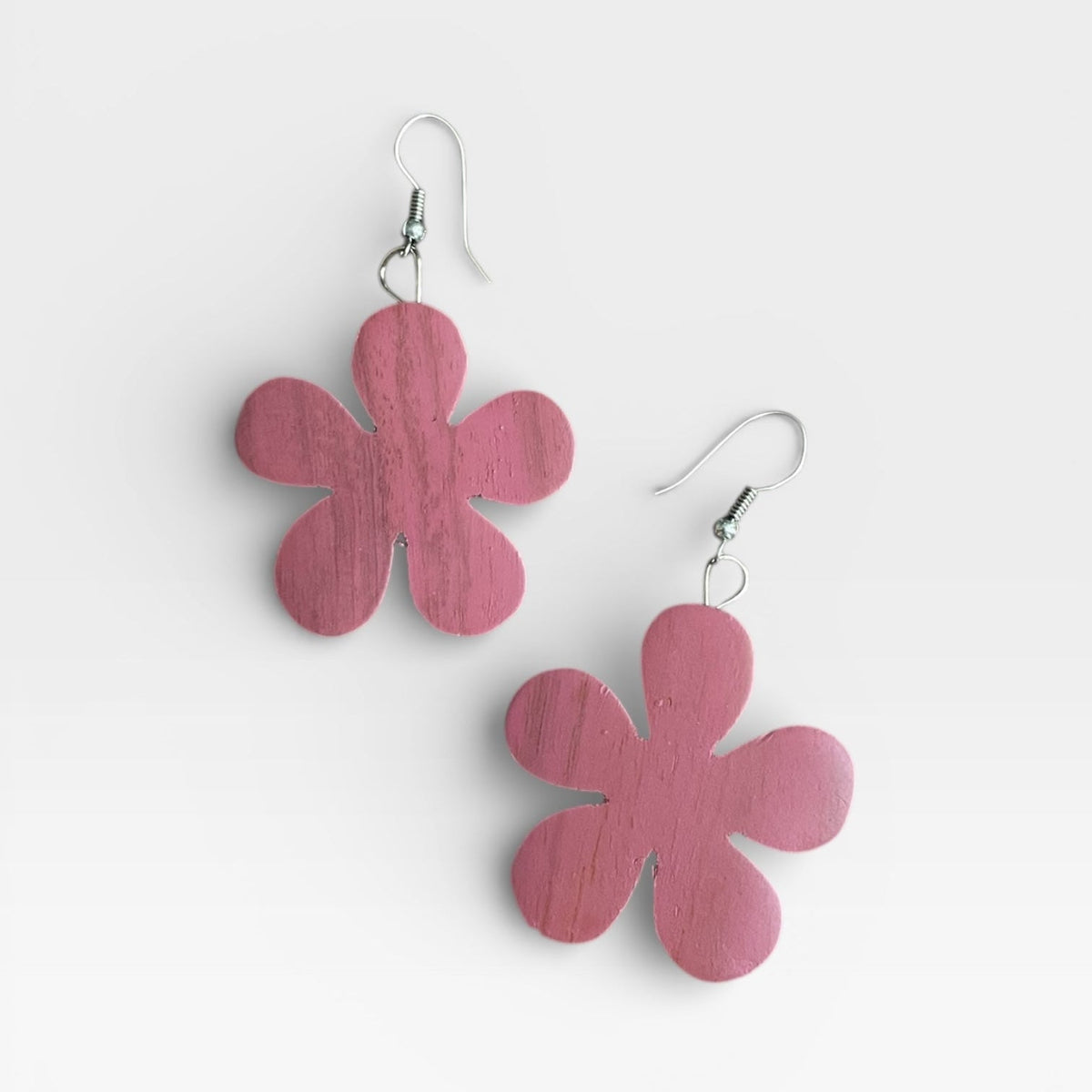 Boucle d'oreille fleur en bois