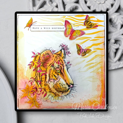 Pochoir Tigre Pink Ink Designs 7 po x 7 po