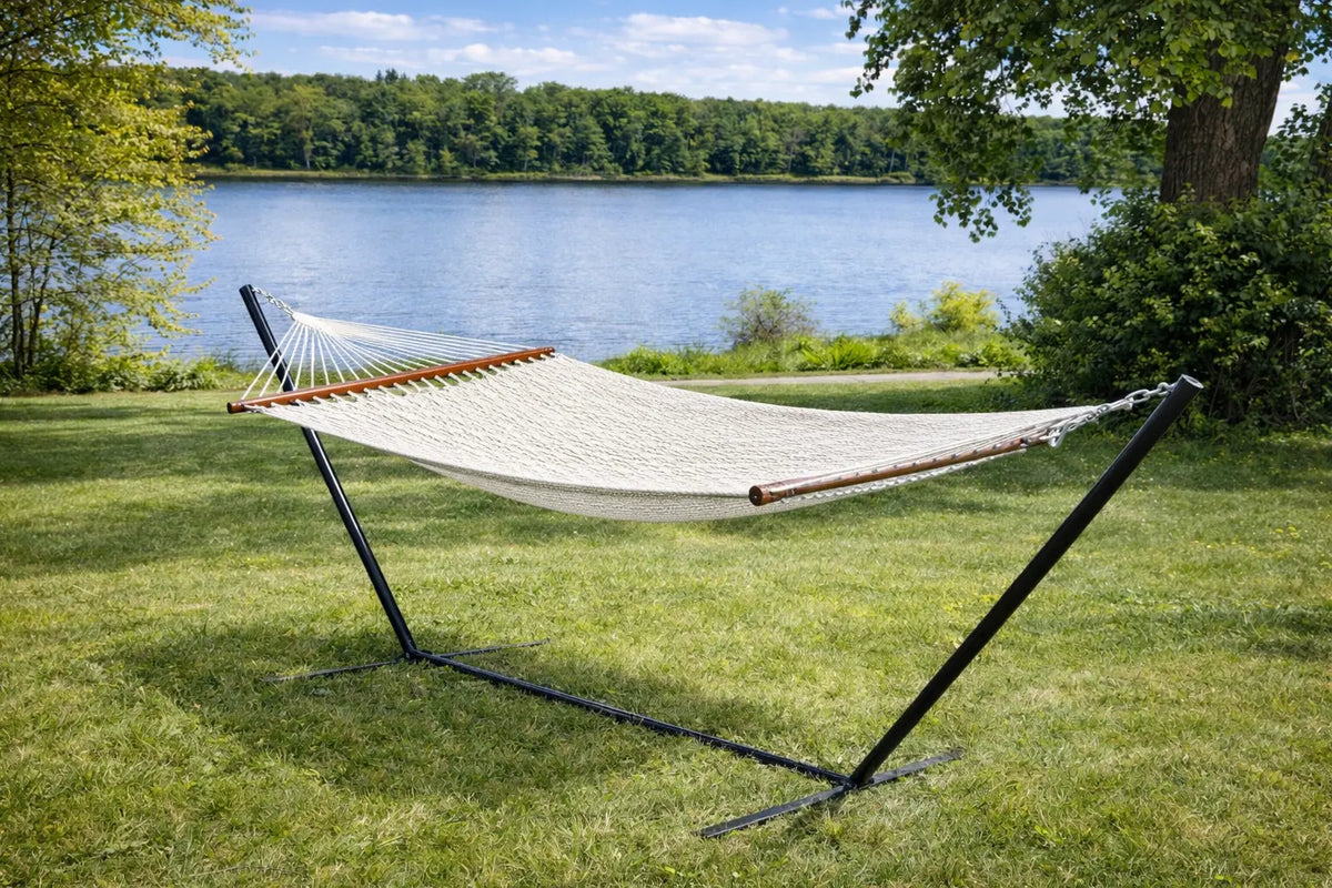 Hamac de luxe en polyester avec support à trois poutres