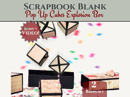CrafTreat Blocs de Scrapbooking vierges - Boîte Explosion Cubes Pop-up - Noir et Kraft