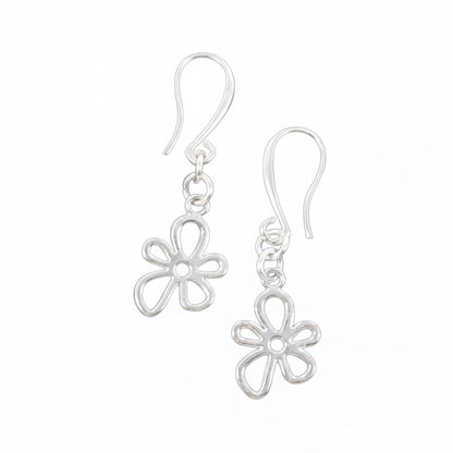Flower Charm Earrings in Silver Plate