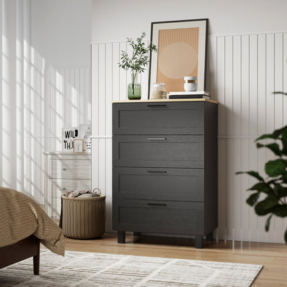 Taylor Chest of Drawers for Bedroom with Solid Wood Legs-Black