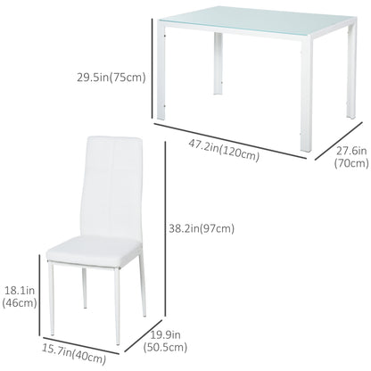 Zaya 5-Piece Rectangular Glass Dining Set for Small Spaces-White