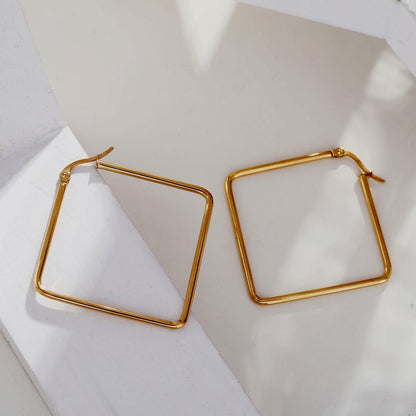 REILYNN Square Shaped  Gold Hoops