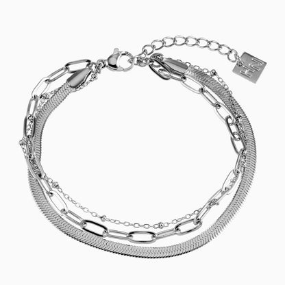 REINEDA: Bracelet triple en or blanc (ton argenté)