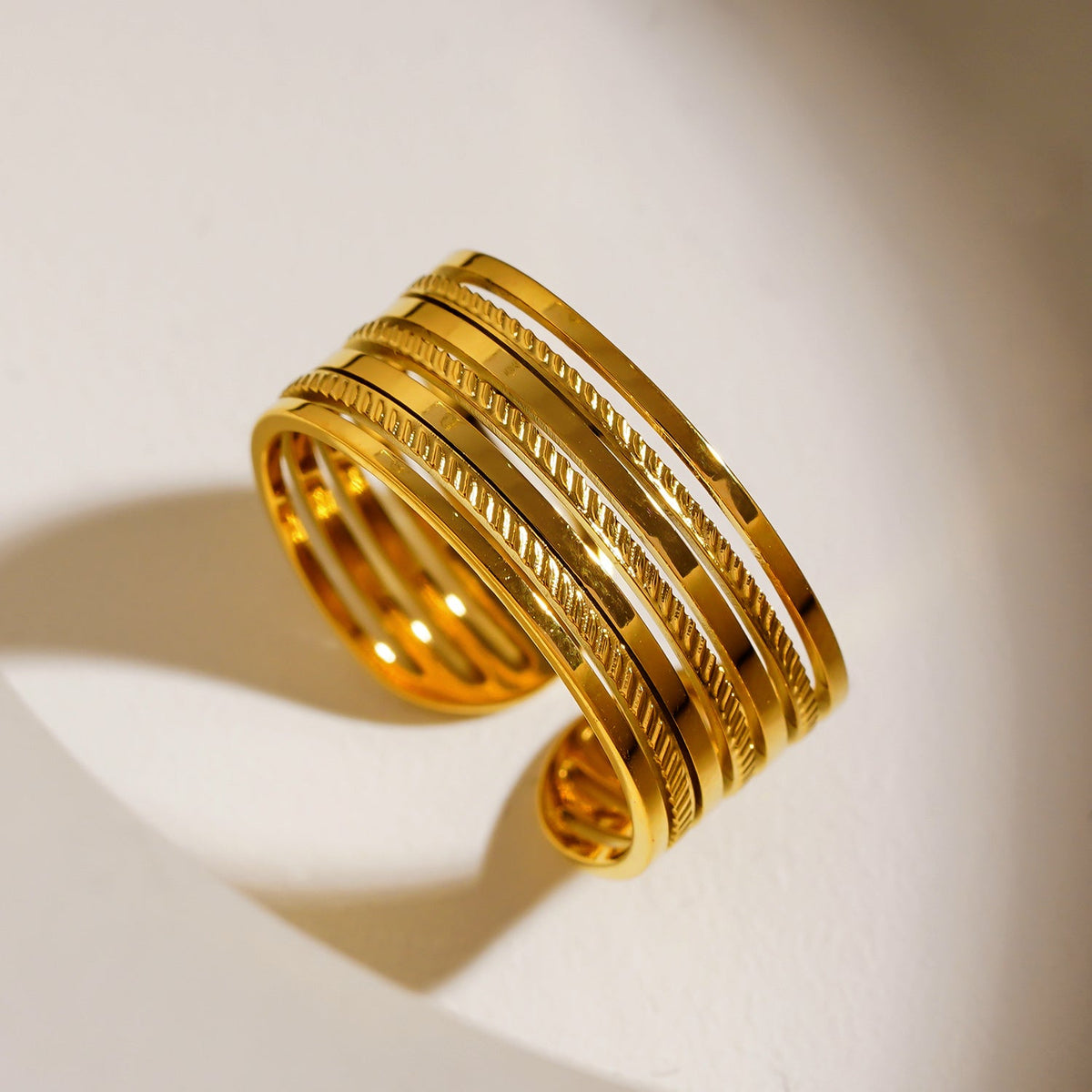 REYNA : Bague texturée superposée contrastée