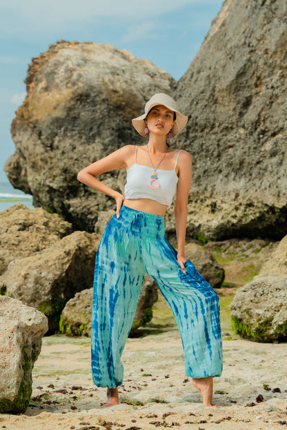 Bone Tie Dye Bali Pants - Blue