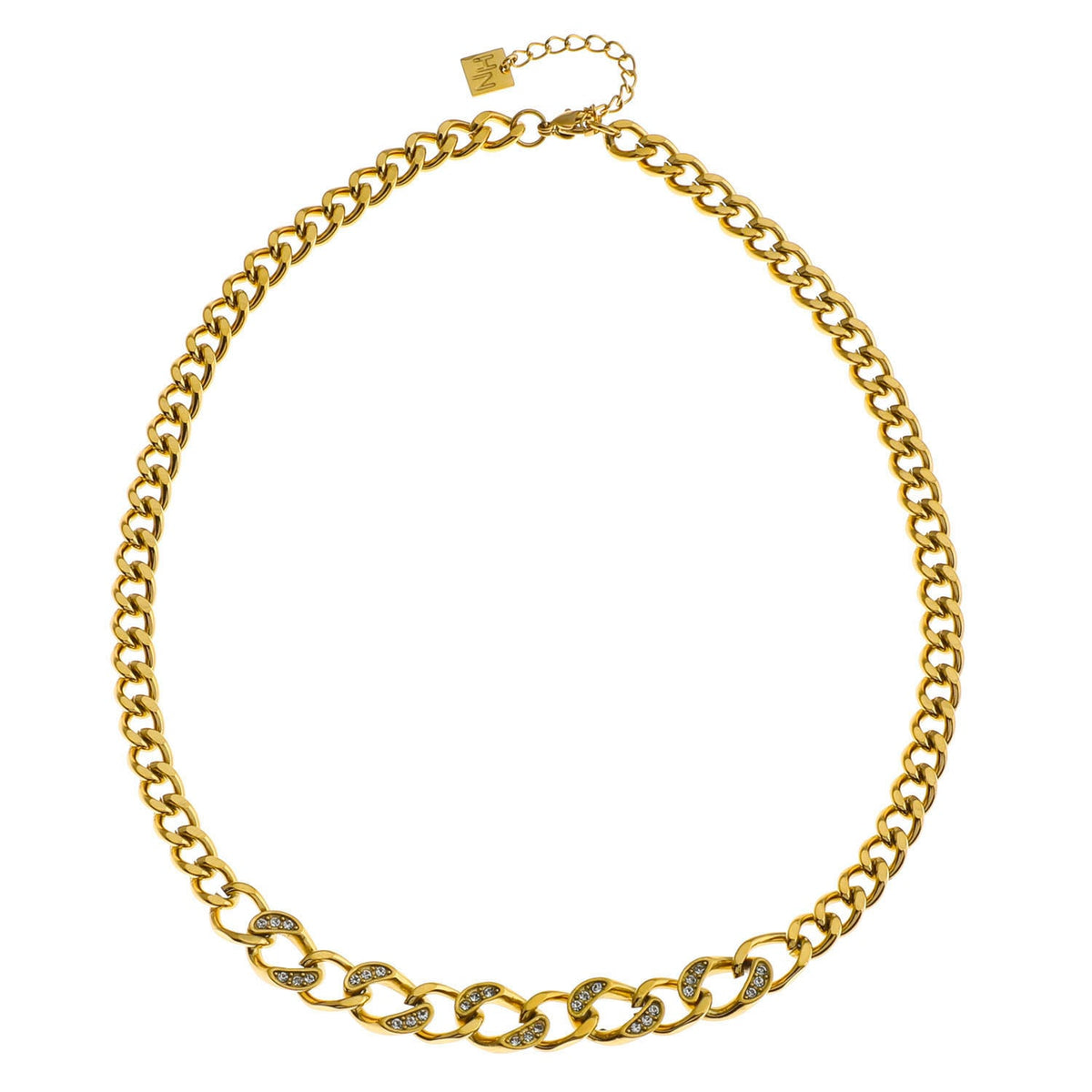 Collier Déclaration Grosse Chaîne Cubaine ROUEN avec Zircons
