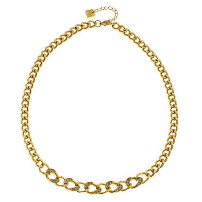 Collier Déclaration Grosse Chaîne Cubaine ROUEN avec Zircons