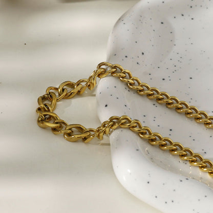 Collier Déclaration Grosse Chaîne Cubaine ROUEN avec Zircons