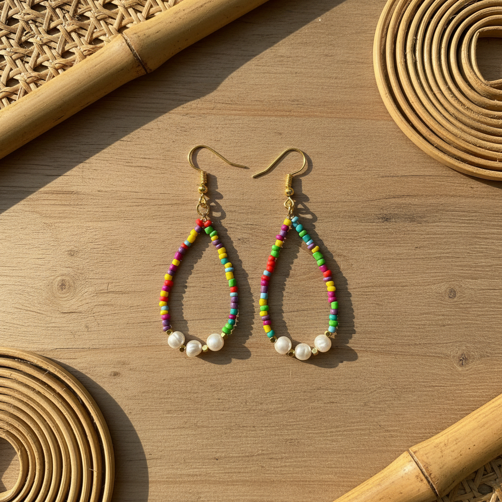 Tear Drop Earrings With Pearls