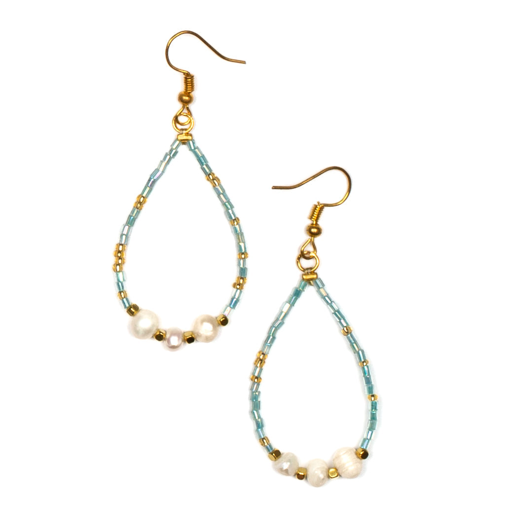 Tear Drop Earrings With Pearls