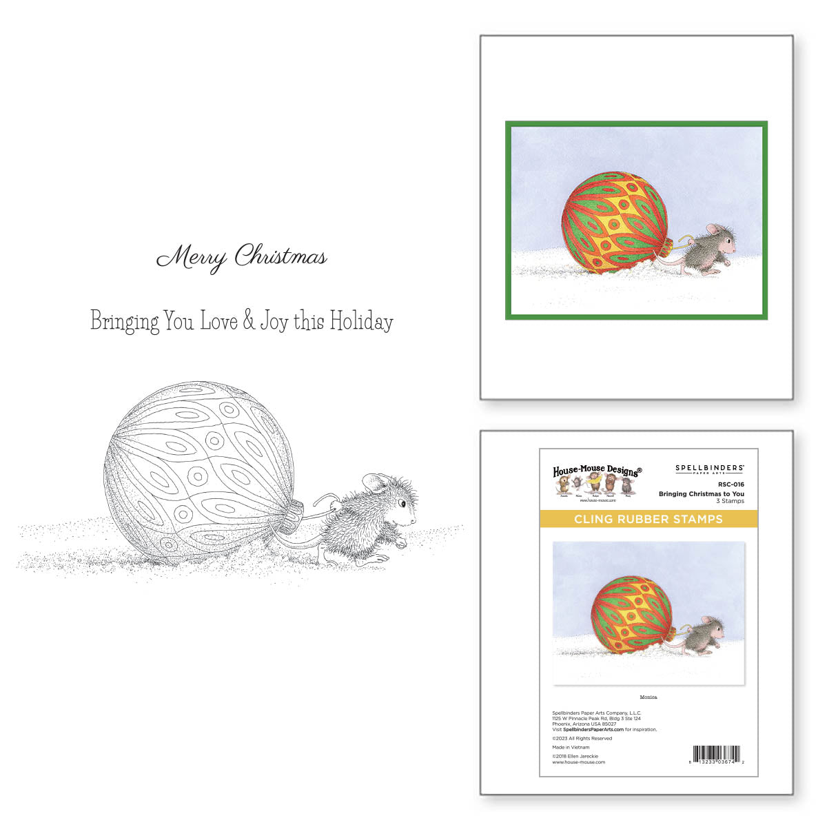 Tampons en caoutchouc adhérents « Bringing Christmas to You » de la collection House-Mouse Holiday