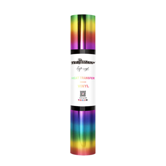 Teckwrap Metallic Chrome HTV- Rainbow Stripes | Durable, Easy-to-Use, and Multi-Purpose!