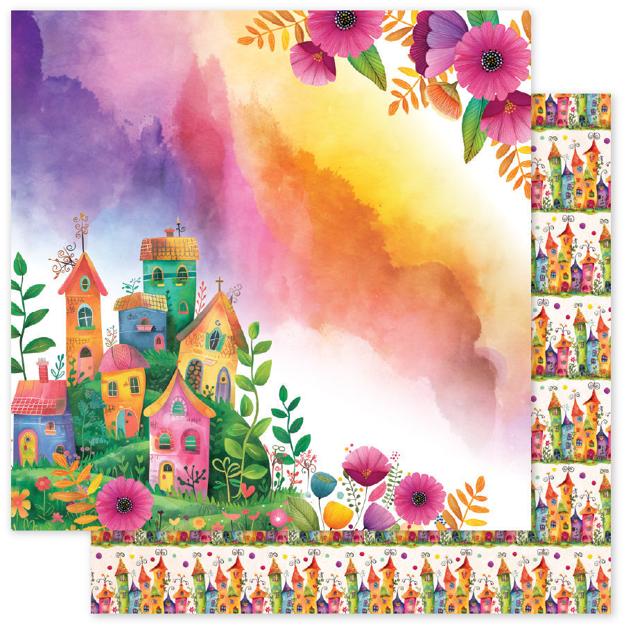 Collection de papiers 30x30 cm Les bases du village arc-en-ciel 35322