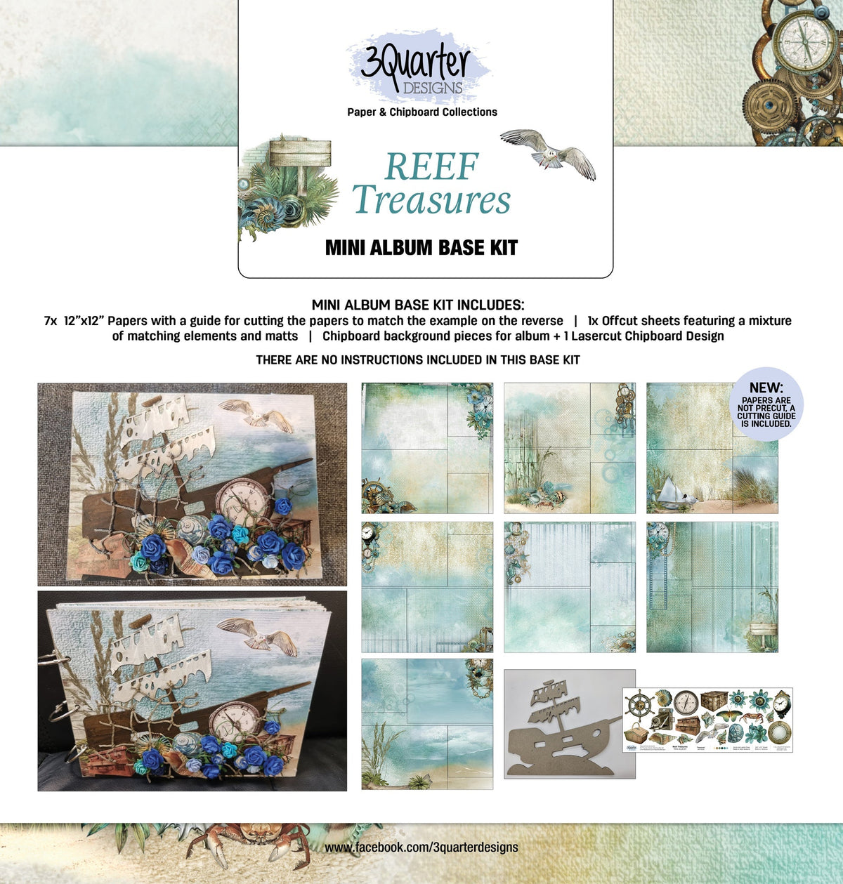 3Quarter Designs Kit de base mini album Reef Treasures