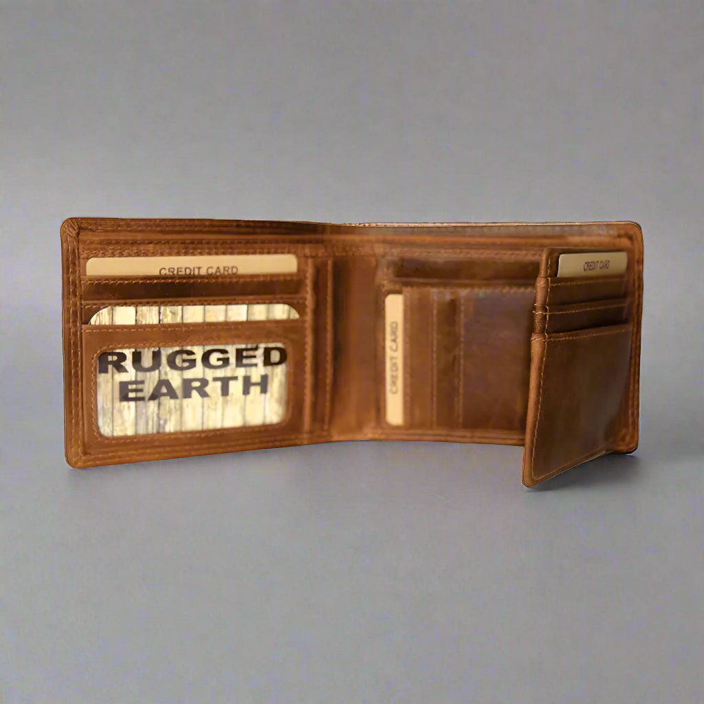 Portefeuille en cuir à deux volets Rugged Earth pour homme