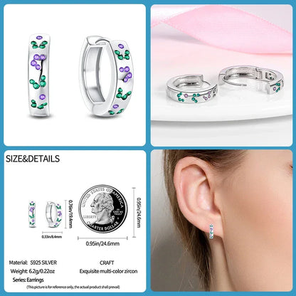 Elegant Gemstone Sterling Silver Hoop Earrings