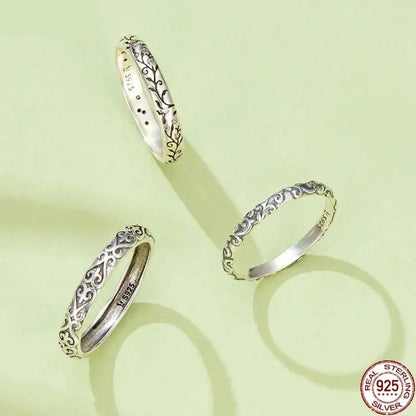 925 Sterling Silver Vintage Embossed Floral Ring