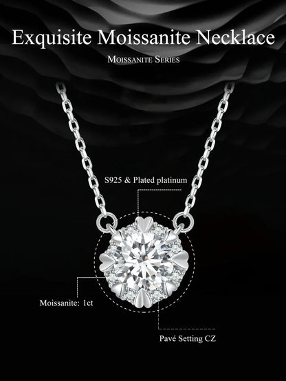 Dazzling Diamond Alternative: 1ct Moissanite Sterling Silver Pendant Necklace