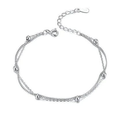 925 Sterling Silver Double Bead Chain Bracelet