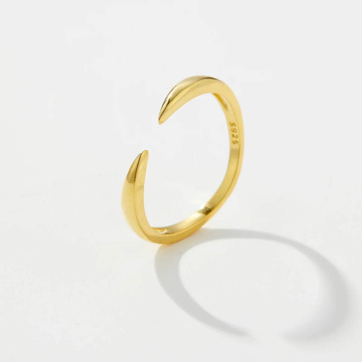925 Sterling Silver Gold Talon Open Ring